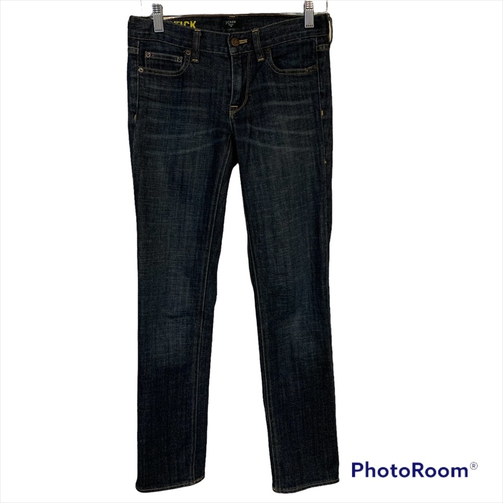 J. Crew stretch 26S matchstick whiskered denim jeans straight leg cotton blend